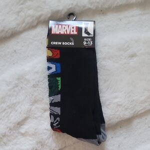 Marvel Black Casual Crew Socks